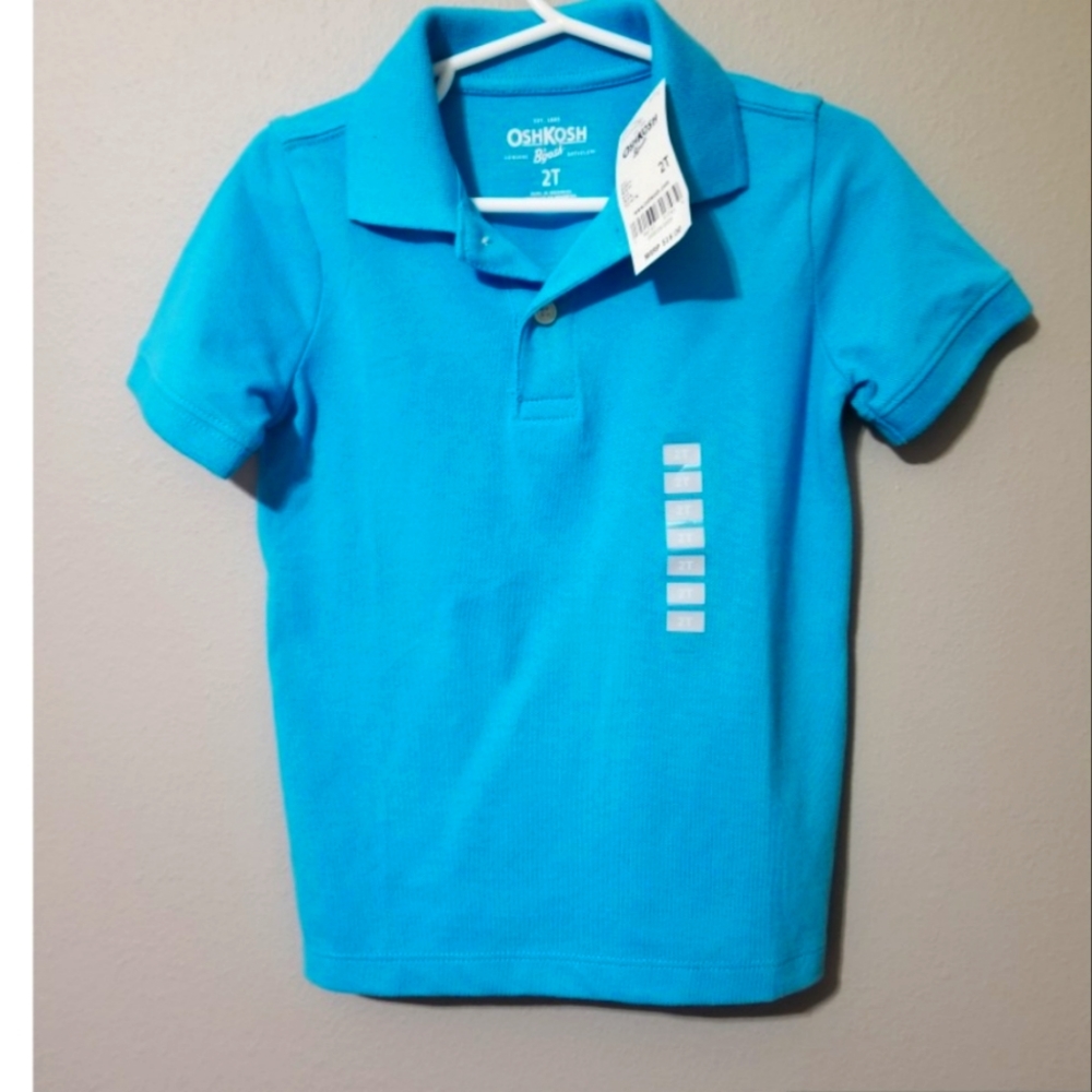 Blue polo style collared shirt